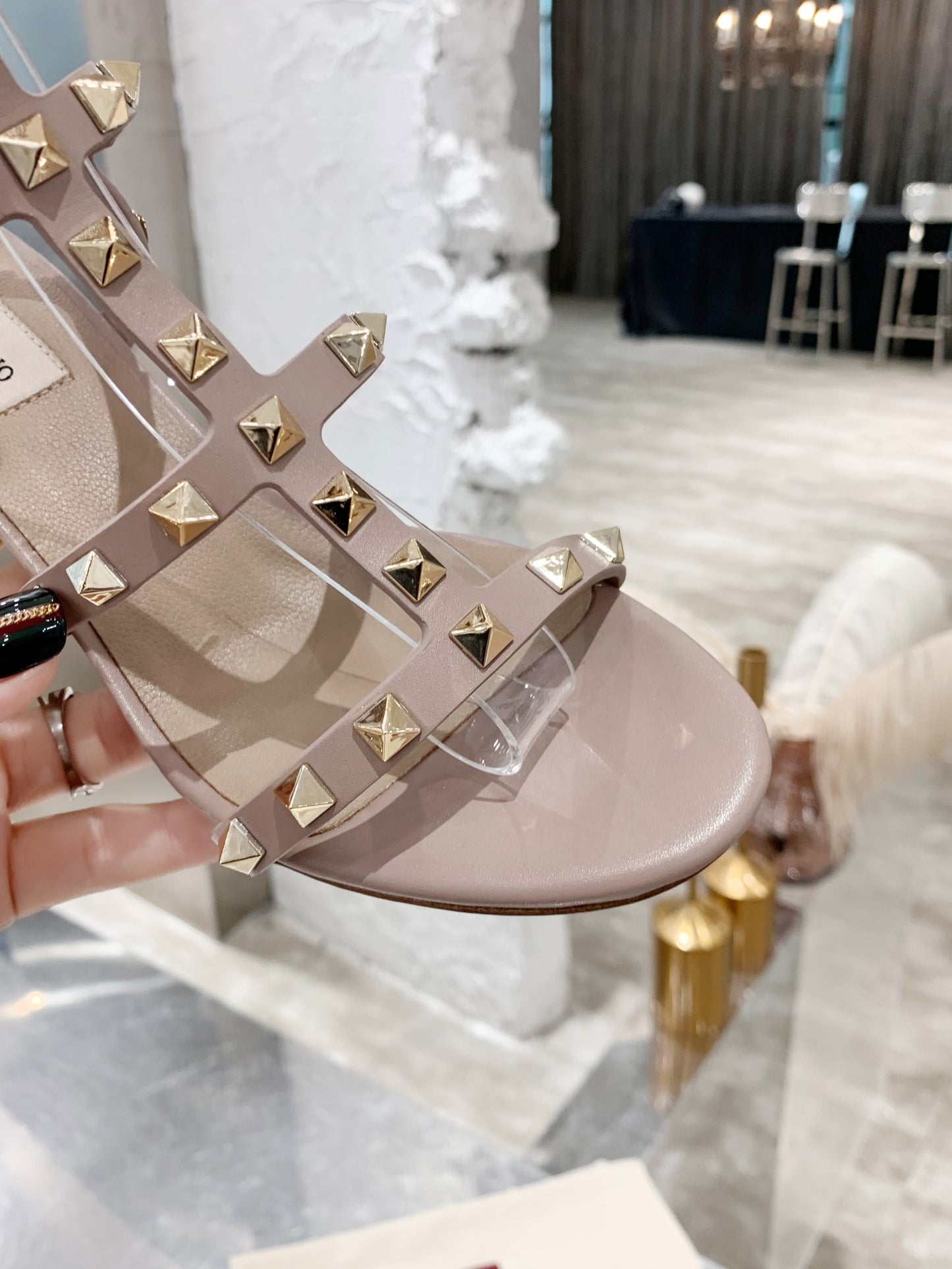 Valentino Studded Classic Block Heel Sandals