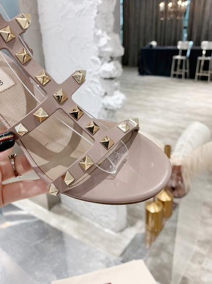 Valentino Studded Classic Block Heel Sandals