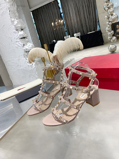 Valentino Studded Classic Block Heel Sandals