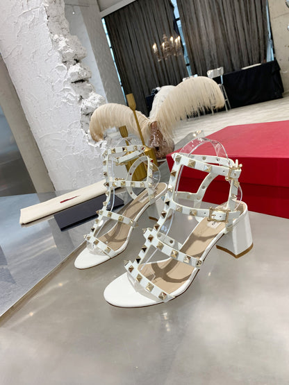 Valentino Studded Classic Block Heel Sandals