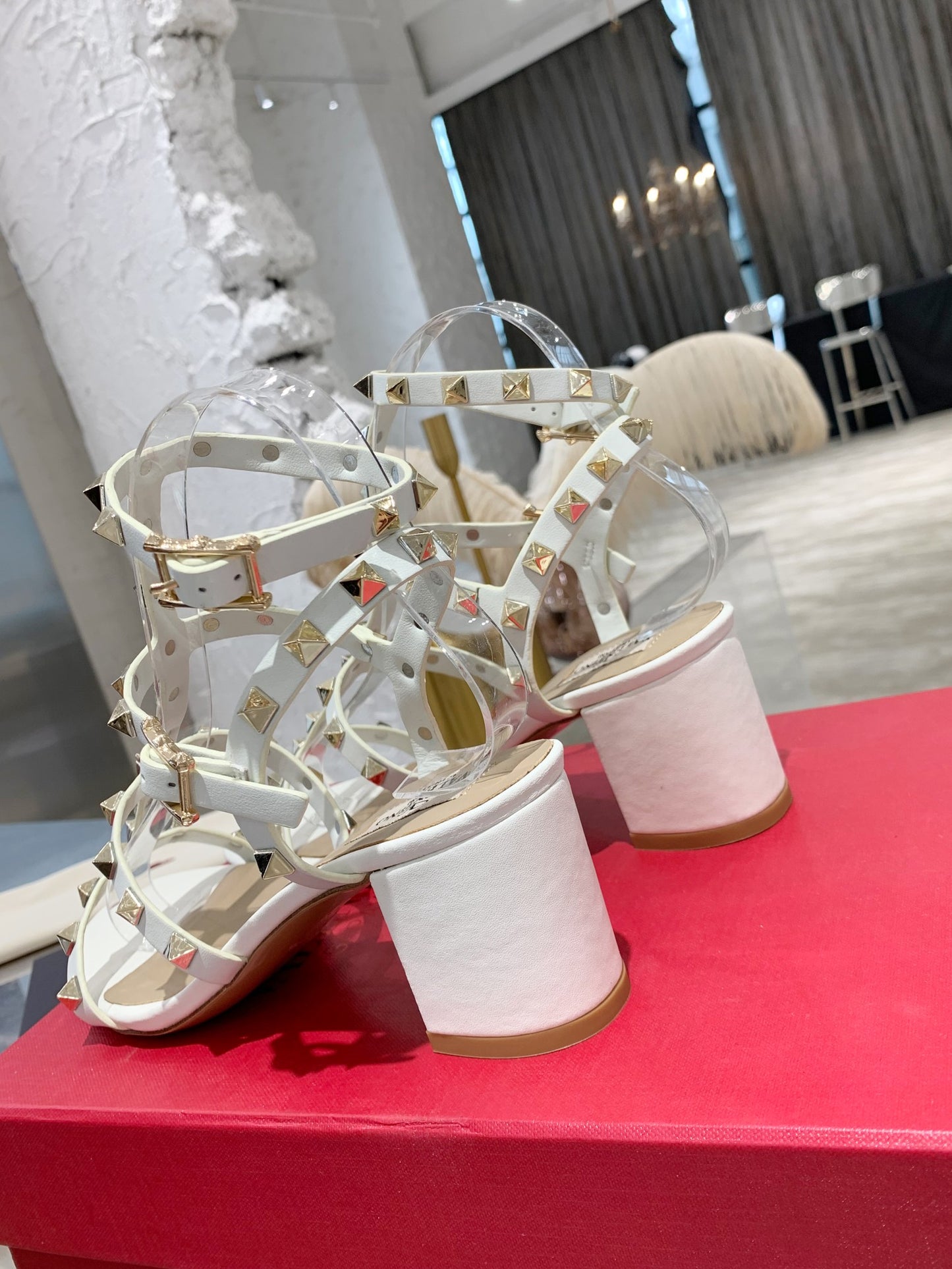 Valentino Studded Classic Block Heel Sandals