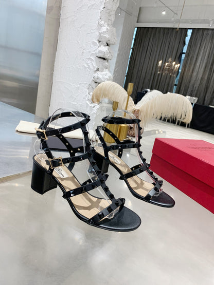 Valentino Studded Classic Block Heel Sandals