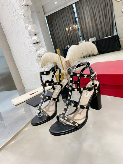 Valentino Studded Classic Block Heel Sandals