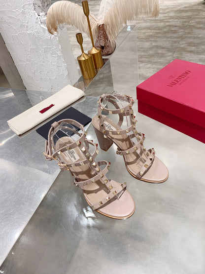 Valentino Studded Classic Block Heel Sandals