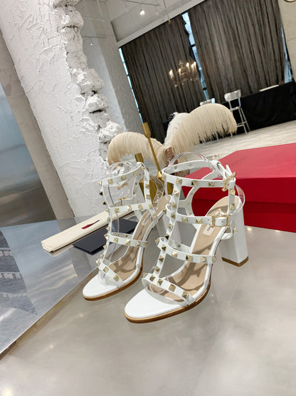 Valentino Studded Classic Block Heel Sandals