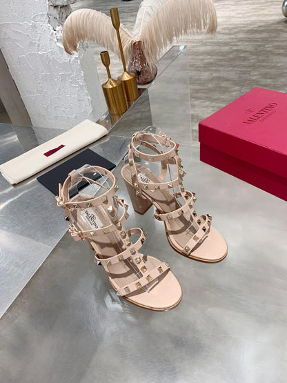 Valentino Studded Classic Block Heel Sandals