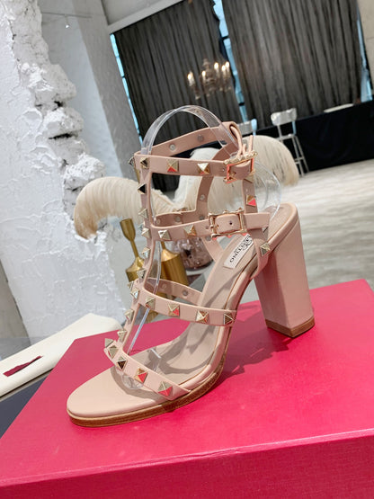 Valentino Studded Classic Block Heel Sandals