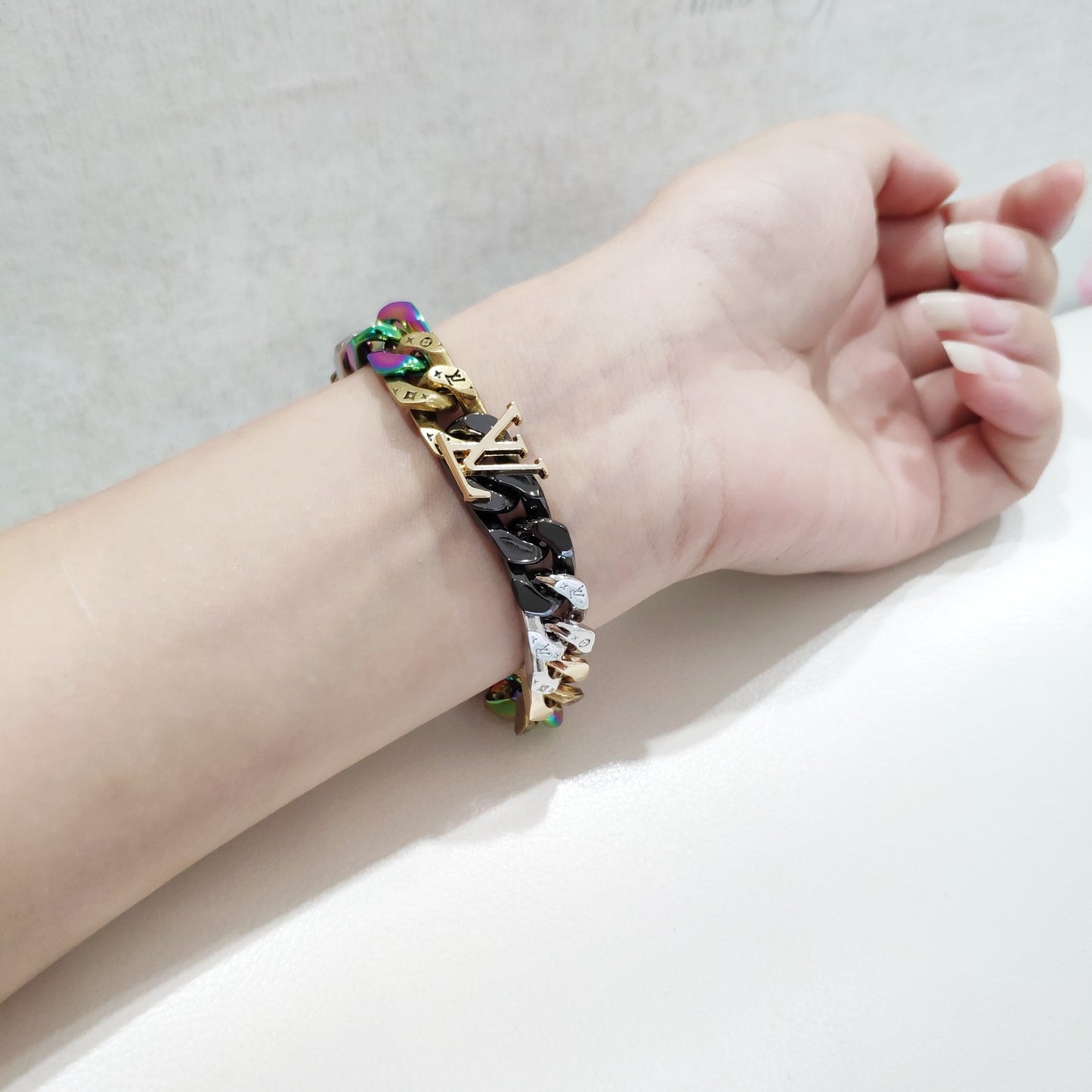 Louis Vuitton Colorful Monogram Cuban Chain Bracelet