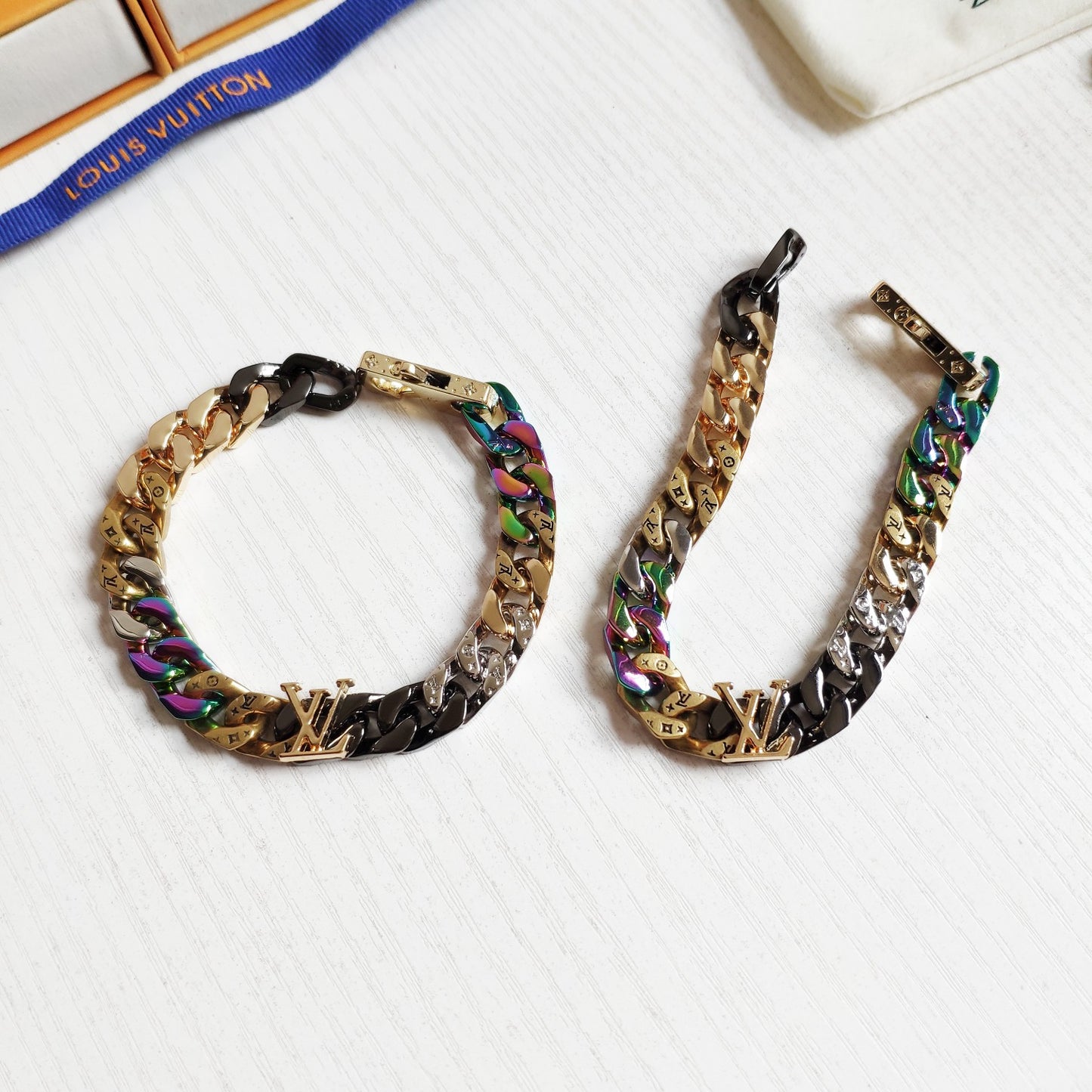 Louis Vuitton Colorful Monogram Cuban Chain Bracelet