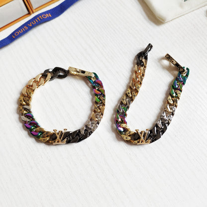 Louis Vuitton Colorful Monogram Cuban Chain Bracelet