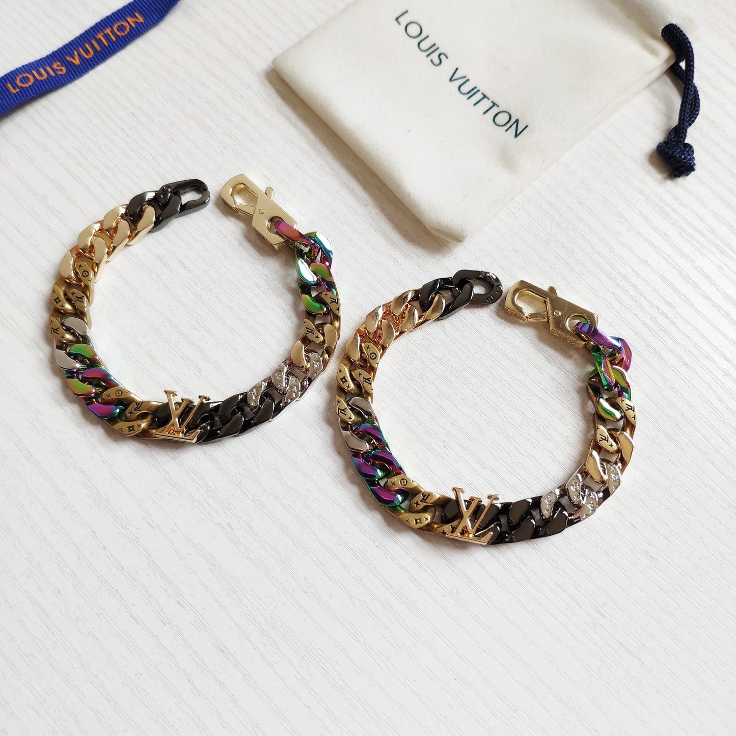 Louis Vuitton Colorful Monogram Cuban Chain Bracelet