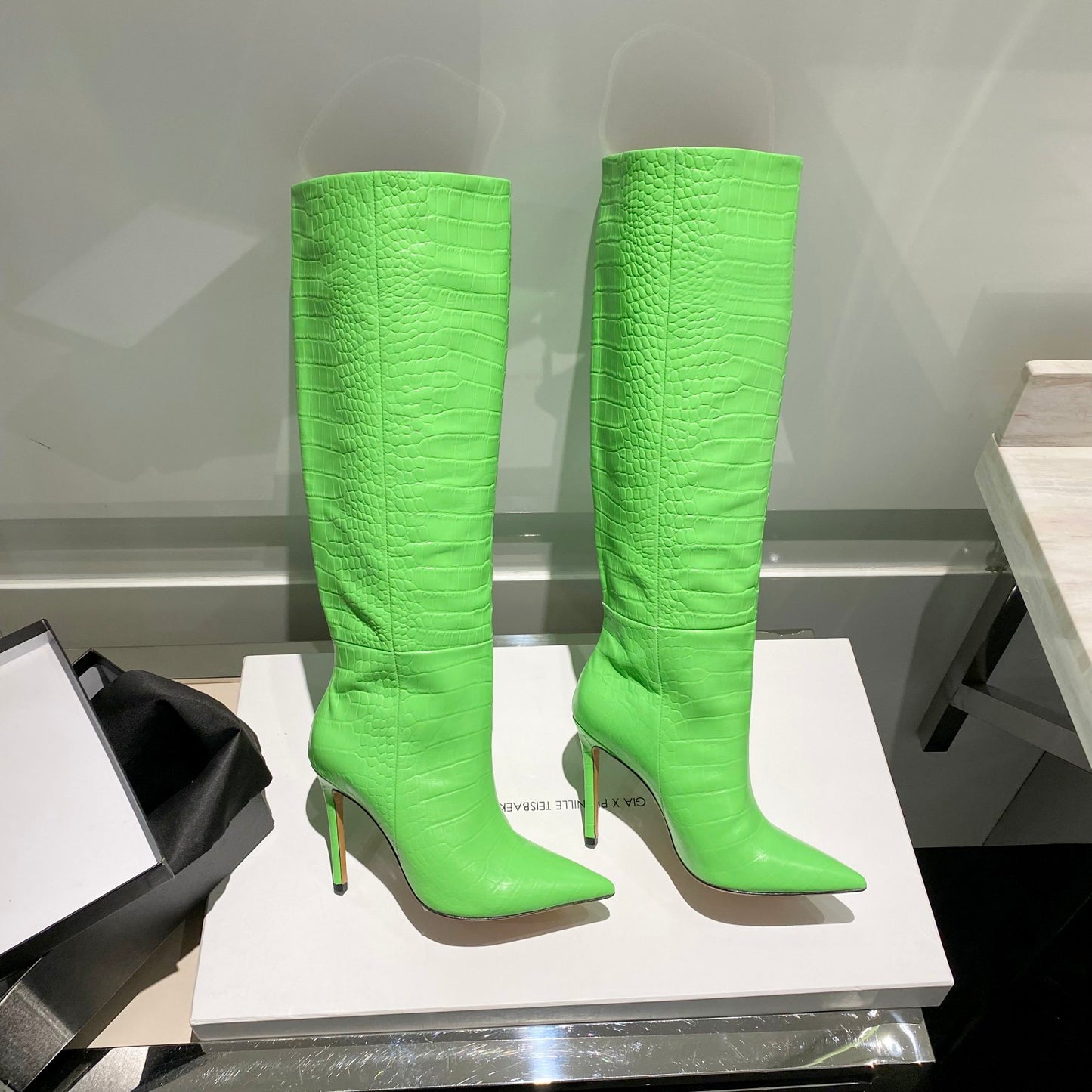 Paris Texas Crocodile Embossed Knee-High Boots – 2022 FW