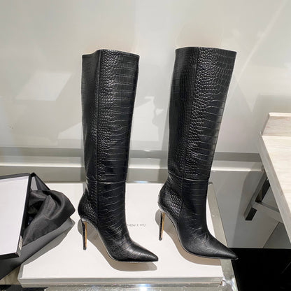 Paris Texas Crocodile Embossed Knee-High Boots – 2022 FW