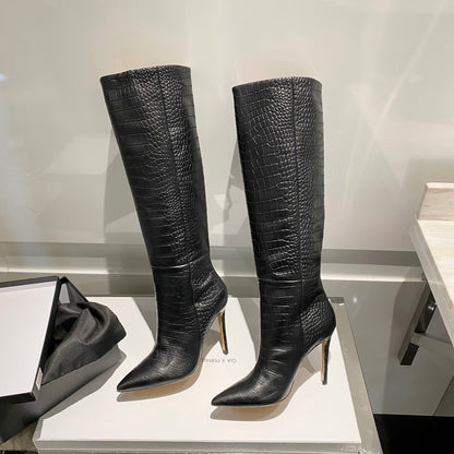 Paris Texas Crocodile Embossed Knee-High Boots – 2022 FW