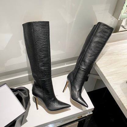 Paris Texas Crocodile Embossed Knee-High Boots – 2022 FW