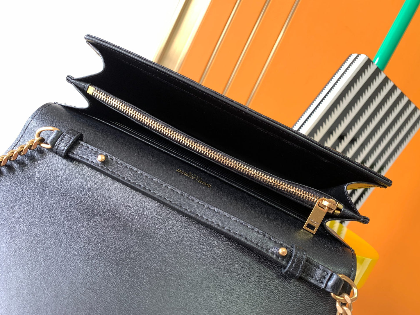 Saint Laurent LE CASSANDRE Matelassé Chain Wallet