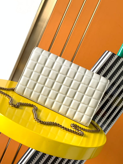Saint Laurent LE CASSANDRE Matelassé Chain Wallet