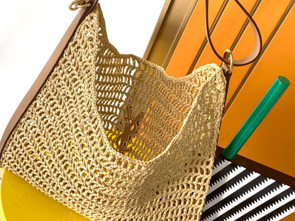 Saint Laurent OXALIS Raffia Crochet Shoulder Bag