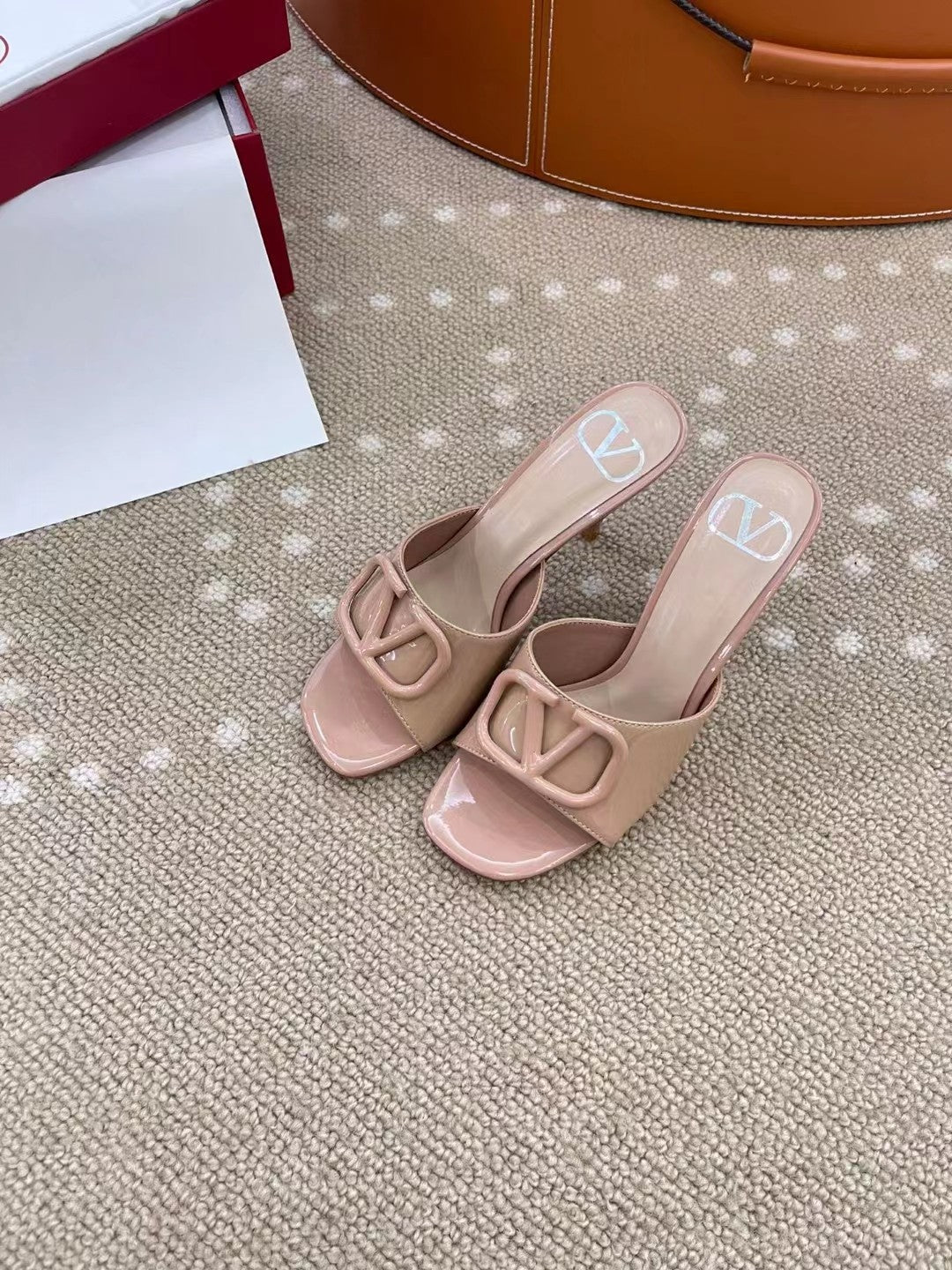 Valentino VLogo Patent Leather Heeled Mules