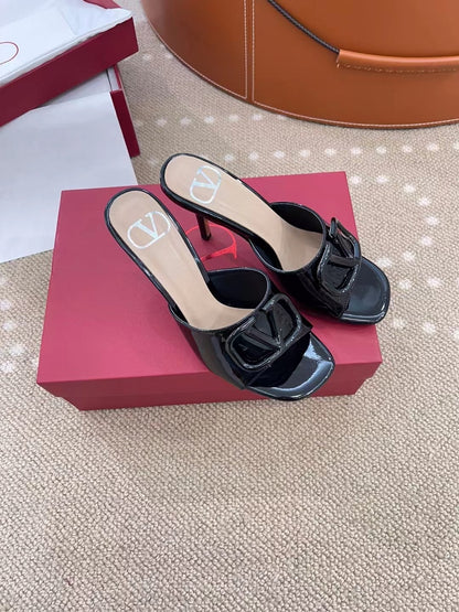 Valentino VLogo Patent Leather Heeled Mules