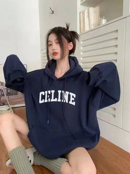 Celine Classic Letter Print Hooded Sweatshirt