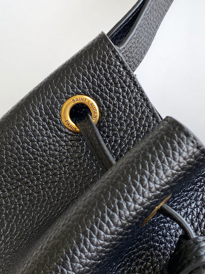 Saint Laurent Grained Leather Small Hobo Bag with Cassandre