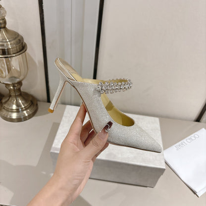 Jimmy Choo Ice Silver Glitter Pointed-Toe Pumps