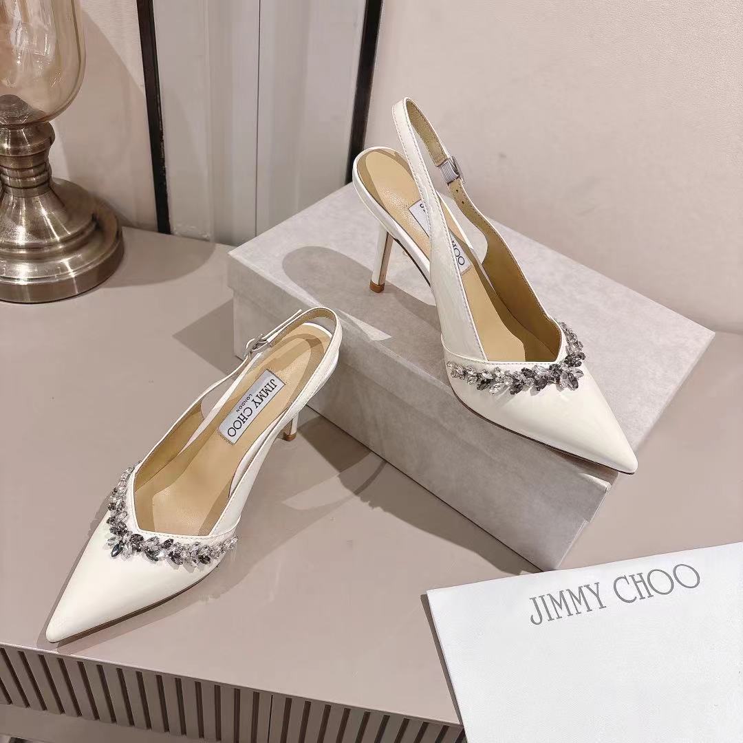 Jimmy Choo Pointed-Toe Crystal-Embellished Heeled Sandals – 2025 Summer