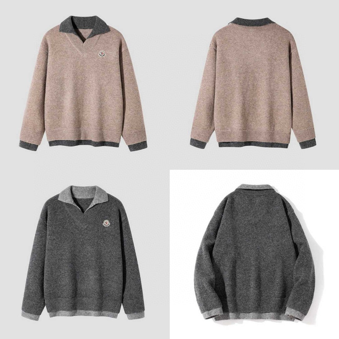 Moncler Double V-Neck Blended Knit Sweater – Spring/Autumn New Collection