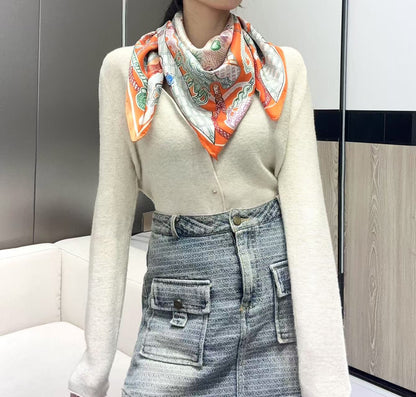 Hermès Grand Exploration 90 Twill Silk Scarf