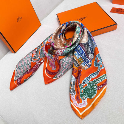 Hermès Grand Exploration 90 Twill Silk Scarf