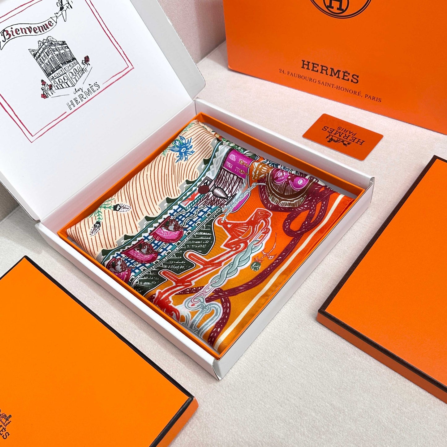 Hermès Grand Exploration 90 Twill Silk Scarf