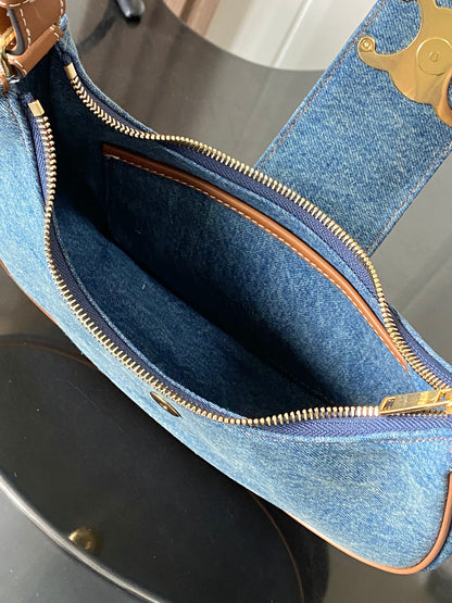 Celine Ava Triomphe Denim Crescent Bag – 25SS