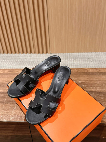 Hermès Classic H-Logo Chunky Heel Sandals