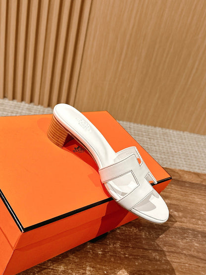 Hermès Classic H-Logo Chunky Heel Sandals