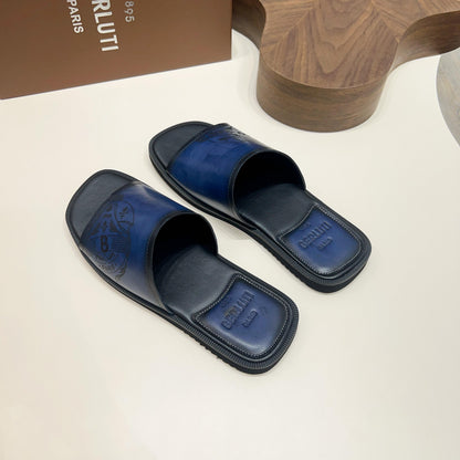 Berluti Hand-Painted Calfskin Slippers