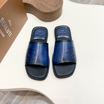 Berluti Hand-Painted Calfskin Slippers