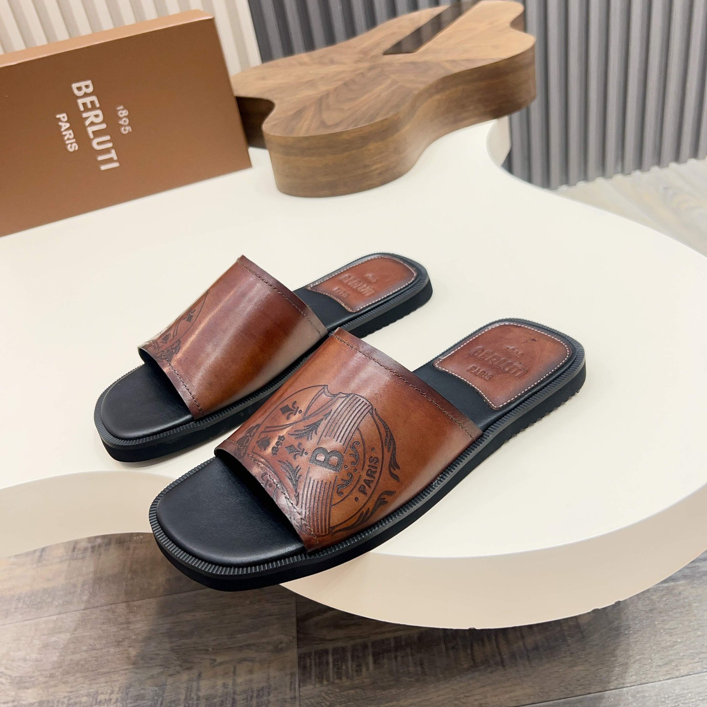 Berluti Hand-Painted Calfskin Slippers