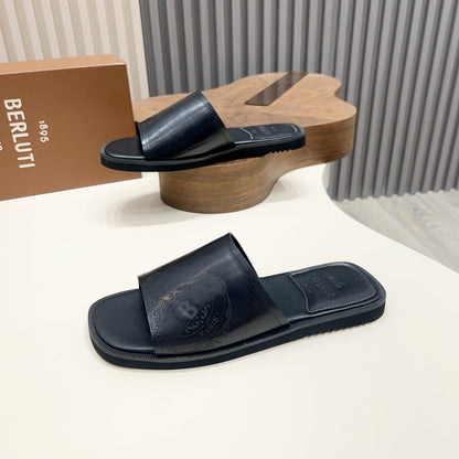Berluti Hand-Painted Calfskin Slippers