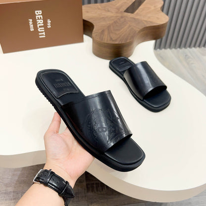 Berluti Hand-Painted Calfskin Slippers