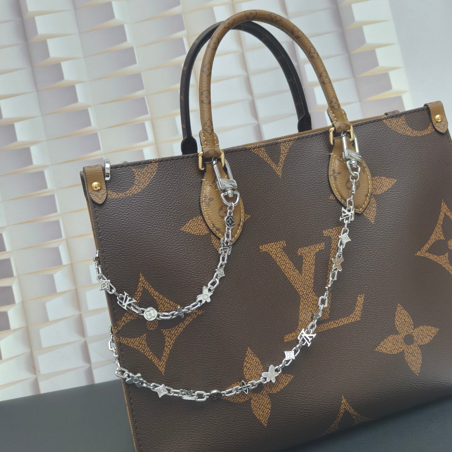Louis Vuitton Floral Monogram Silver Bag Charm Belt