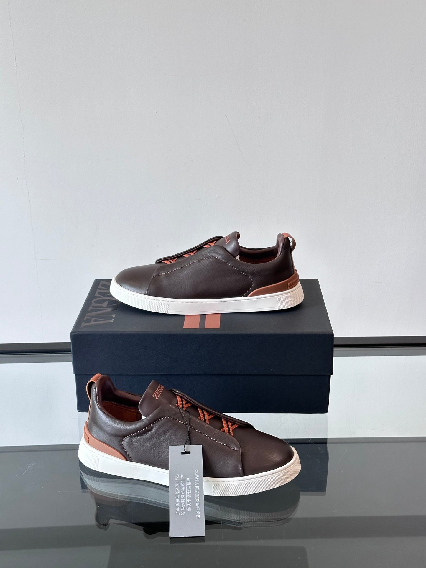 Zegna Men's Low-Top Leather Sneakers