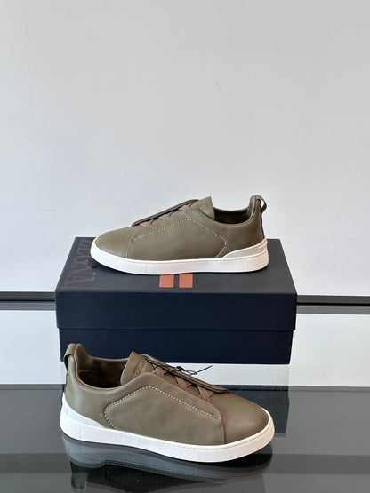 Zegna Men's Low-Top Leather Sneakers