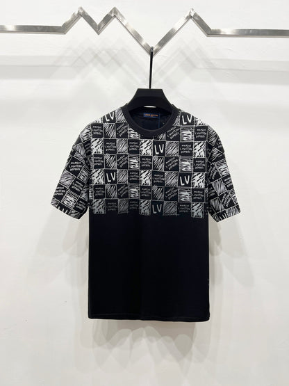 Louis Vuitton Classic Damier Print T-Shirt – 2025SS