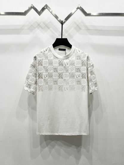 Louis Vuitton Classic Damier Print T-Shirt – 2025SS