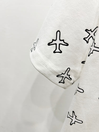Louis Vuitton Airplane Logo Print T-Shirt – 2025 Summer Collection