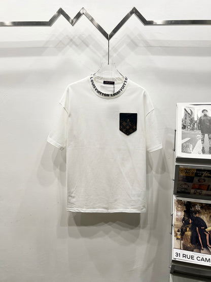 Louis Vuitton Leather Label Pocket Embroidered T-Shirt – 2025 Summer Collection
