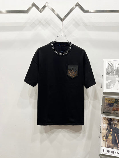 Louis Vuitton Leather Label Pocket Embroidered T-Shirt – 2025 Summer Collection