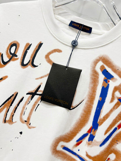 Louis Vuitton Colorful Graffiti Logo T-Shirt – 2025 Summer Collection