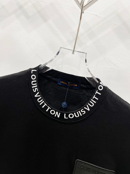 Louis Vuitton Leather Label Pocket Embroidered T-Shirt – 2025 Summer Collection